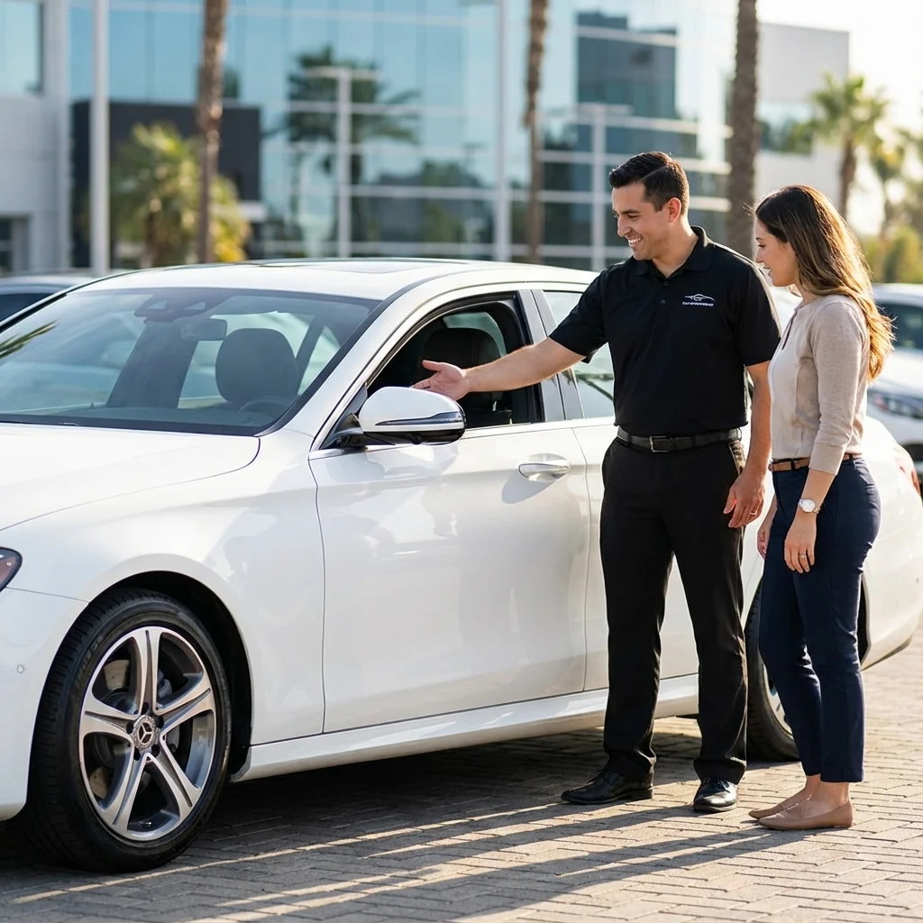 Specialist handing over car keys